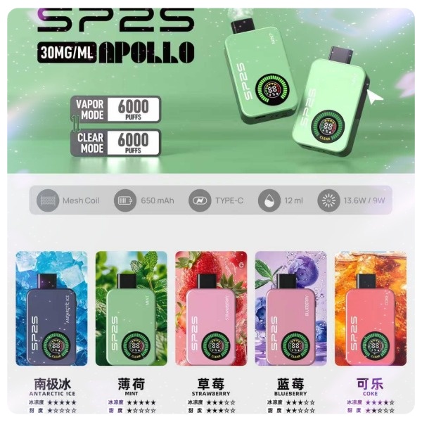 SP2S拋棄式12000口 一次性電子煙 雙模式【有煙+無煙】SP2S電子煙 新日期 10/24